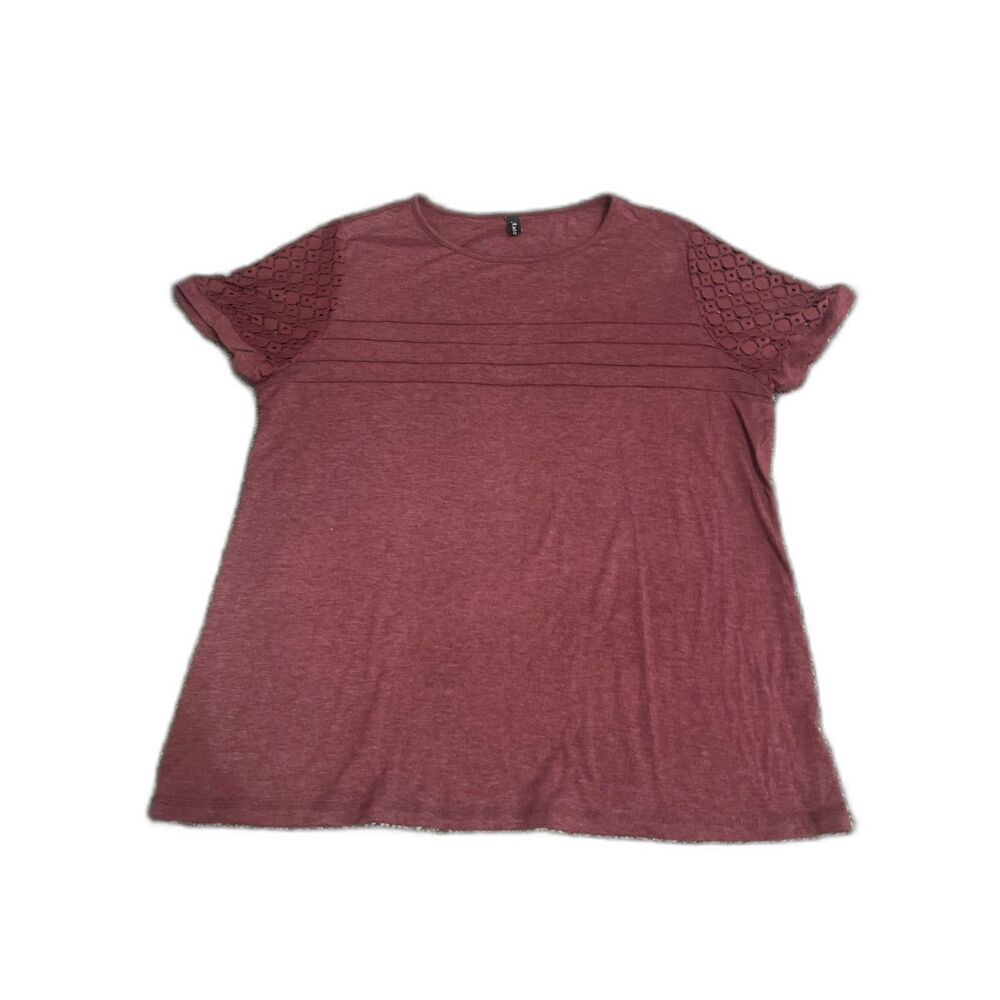 AUTOMET Wine Red.Lace Short Sleeve Summer Top XL